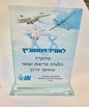 מגן הוקרה קריסטל ענק 25/18 ס"מ